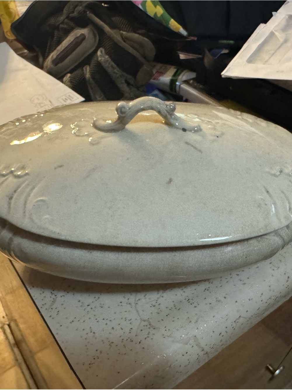 Antique Crescent Pottery Ironstone Covered Tureen Trenton NJ c1890